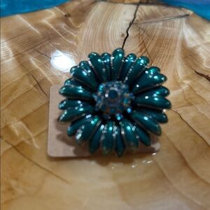 Vintage‎ Monet Enamel Teal Floral Brooch